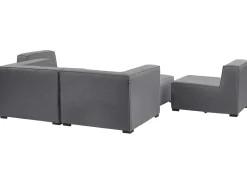 Outlet Beliani Divano da giardino con pouf 4 posti AREZZO Modulare Grigio Grigio Nero