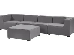 Outlet Beliani Divano da giardino con pouf 4 posti AREZZO Modulare Grigio Grigio Nero