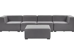 Outlet Beliani Divano da giardino con pouf 4 posti AREZZO Modulare Grigio Grigio Nero