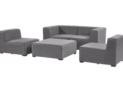 Outlet Beliani Divano da giardino con pouf 4 posti AREZZO Modulare Grigio Grigio Nero