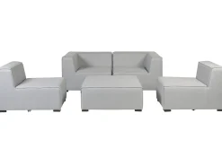 Discount Beliani Divano da giardino con pouf 4 posti AREZZO Modulare Grigio chiaro Grigio Nero