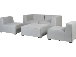 Discount Beliani Divano da giardino con pouf 4 posti AREZZO Modulare Grigio chiaro Grigio Nero