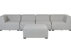 Discount Beliani Divano da giardino con pouf 4 posti AREZZO Modulare Grigio chiaro Grigio Nero