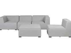 Discount Beliani Divano da giardino con pouf 4 posti AREZZO Modulare Grigio chiaro Grigio Nero