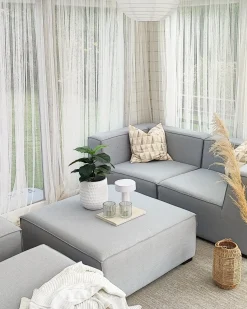 Discount Beliani Divano da giardino con pouf 4 posti AREZZO Modulare Grigio chiaro Grigio Nero