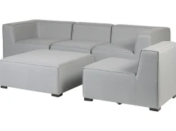Discount Beliani Divano da giardino con pouf 4 posti AREZZO Modulare Grigio chiaro Grigio Nero