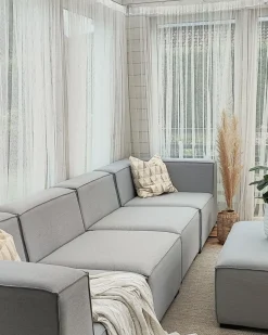 Discount Beliani Divano da giardino con pouf 4 posti AREZZO Modulare Grigio chiaro Grigio Nero