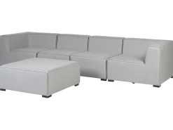 Discount Beliani Divano da giardino con pouf 4 posti AREZZO Modulare Grigio chiaro Grigio Nero