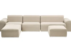 Discount Beliani Divano da giardino con pouf 7 posti BATTIFOLLO Modulare Beige Bianco Beige