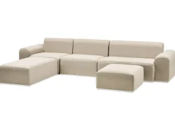 Discount Beliani Divano da giardino con pouf 7 posti BATTIFOLLO Modulare Beige Bianco Beige