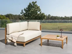Outlet Beliani Divano da giardino con tavolo 2 posti SAMPIERI Metallo Marrone chiaro Beige Marrone