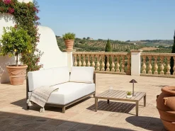 Discount Beliani Divano da giardino con tavolo 2 posti SAMPIERI Metallo Marrone Beige Marrone