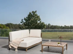 Discount Beliani Divano da giardino con tavolo 2 posti SAMPIERI Metallo Marrone Beige Marrone