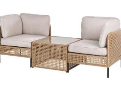 Online Beliani Divano da giardino con tavolo 2 posti OMEGANA Rattan sintetico (PE) Beige chiaro Beige Nero