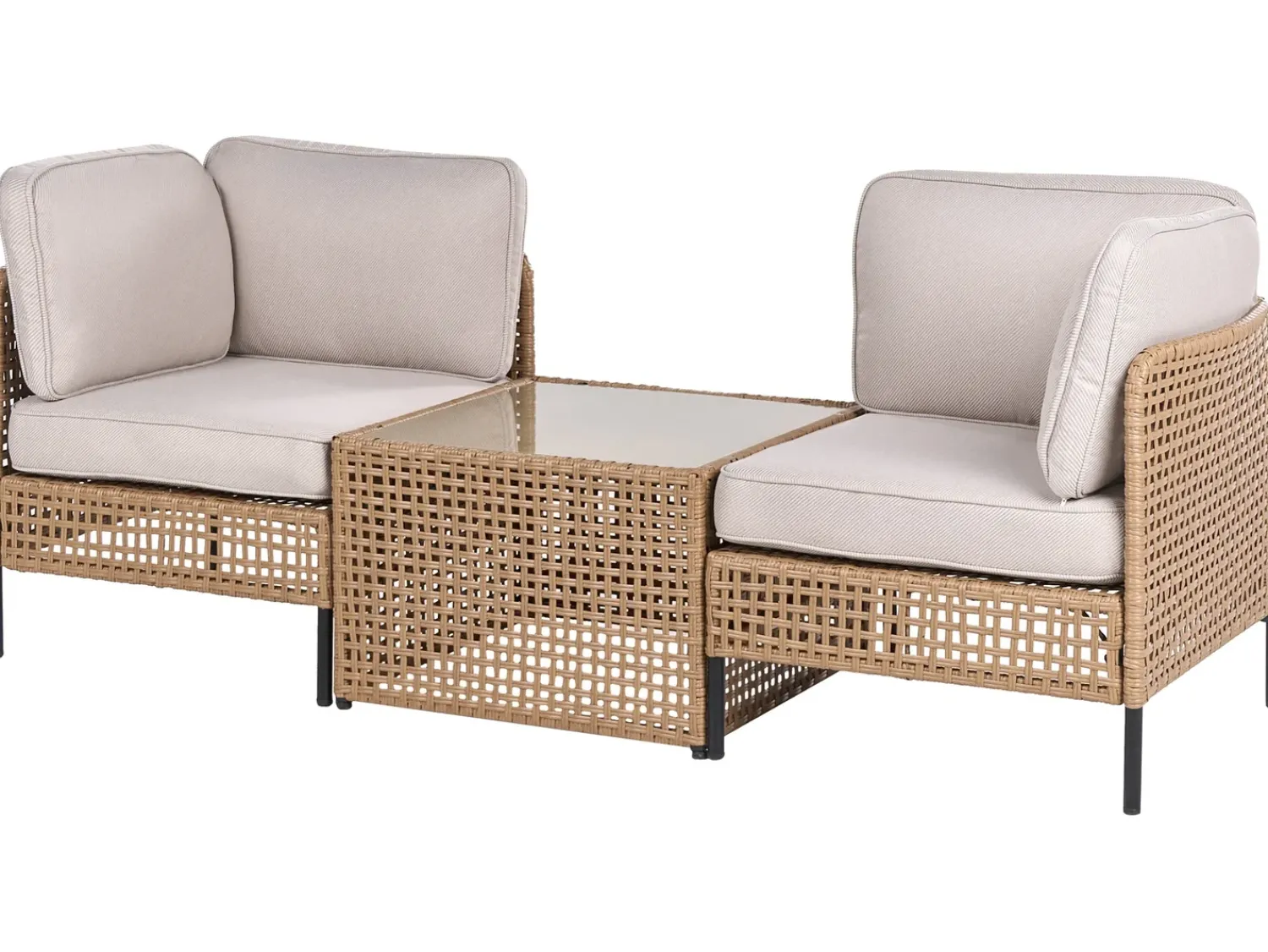 Online Beliani Divano da giardino con tavolo 2 posti OMEGANA Rattan sintetico (PE) Beige chiaro Beige Nero
