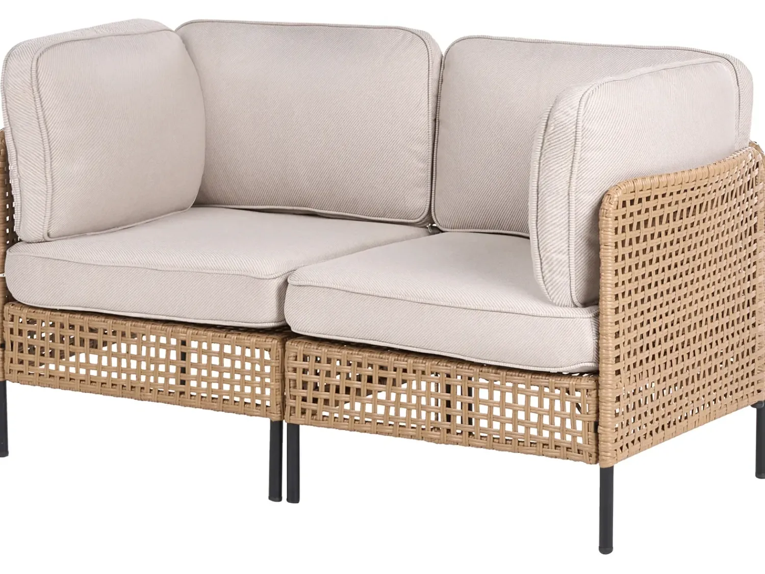 Online Beliani Divano da giardino con tavolo 2 posti OMEGANA Rattan sintetico (PE) Beige chiaro Beige Nero