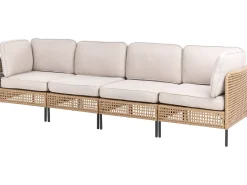 Clearance Beliani Divano da giardino con tavolo 4 posti OMEGANA Modulare Rattan sintetico (PE) Beige chiaro Beige Nero