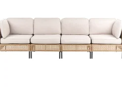 Clearance Beliani Divano da giardino con tavolo 4 posti OMEGANA Modulare Rattan sintetico (PE) Beige chiaro Beige Nero