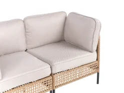 Clearance Beliani Divano da giardino con tavolo 4 posti OMEGANA Modulare Rattan sintetico (PE) Beige chiaro Beige Nero