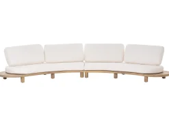 Discount Beliani Divano da giardino con tavolo 4 posti NUMANA Legno d'acacia Bianco sporco Bianco Marrone