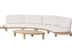 Discount Beliani Divano da giardino con tavolo 4 posti NUMANA Legno d'acacia Bianco sporco Bianco Marrone