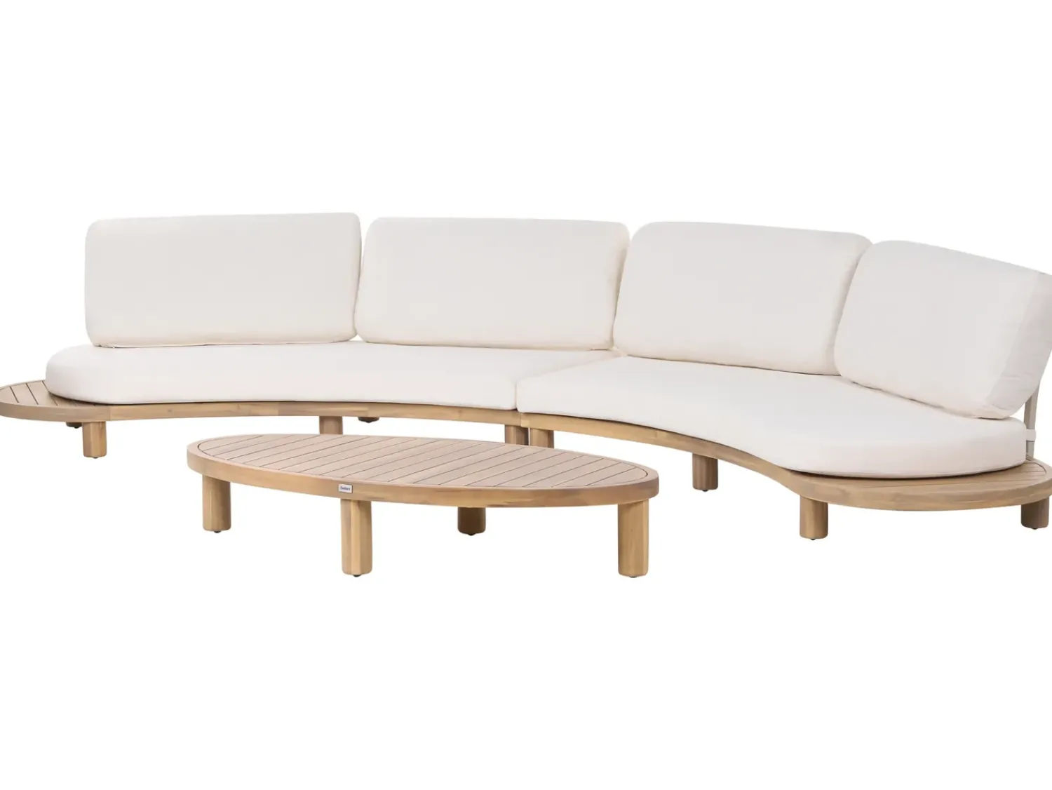 Discount Beliani Divano da giardino con tavolo 4 posti NUMANA Legno d'acacia Bianco sporco Bianco Marrone