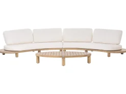 Discount Beliani Divano da giardino con tavolo 4 posti NUMANA Legno d'acacia Bianco sporco Bianco Marrone