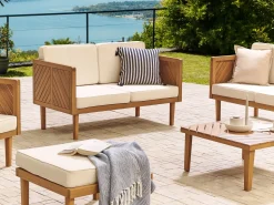 Online Beliani Divano da giardino 2 posti BARATTI Legno d'acacia Marrone Beige Marrone