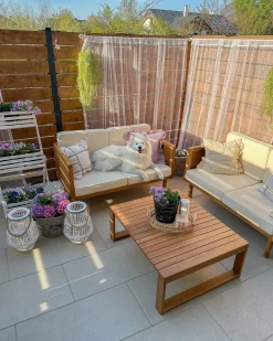 Online Beliani Divano da giardino 2 posti BARATTI Legno d'acacia Marrone Beige Marrone