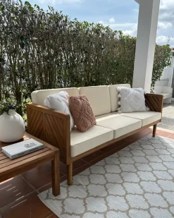 Online Beliani Divano da giardino 3 posti BARATTI Legno d'acacia Marrone Beige Marrone