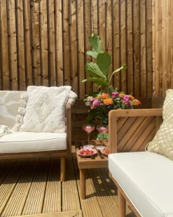 Online Beliani Divano da giardino 3 posti BARATTI Legno d'acacia Marrone Beige Marrone