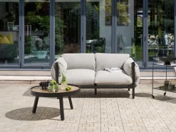 Best Beliani Divano da giardino 2 posti ESPERIA Metallo Grigio Grigio Nero