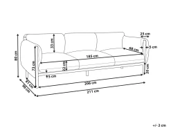 Clearance Beliani Divano da giardino 3 posti ESPERIA Metallo Grigio Grigio Nero