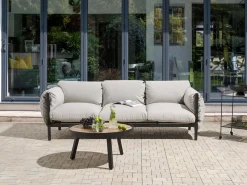 Clearance Beliani Divano da giardino 3 posti ESPERIA Metallo Grigio Grigio Nero