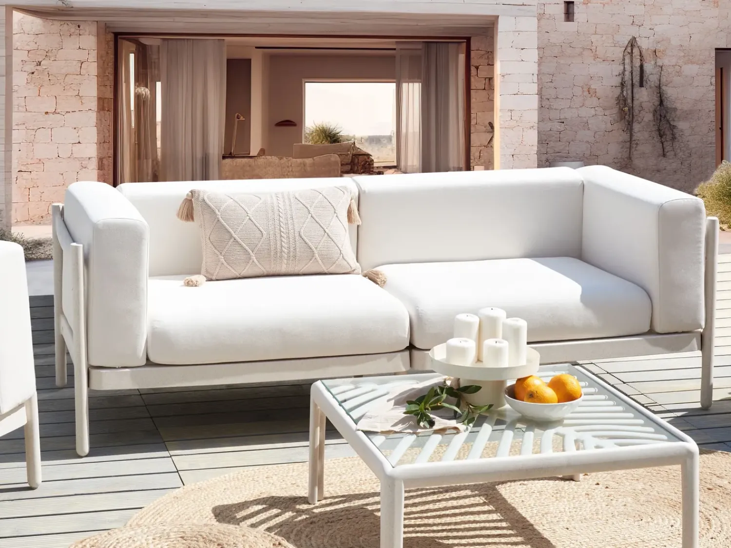 Outlet Beliani Divano da giardino 2 posti FERRETTI chiaro Beige