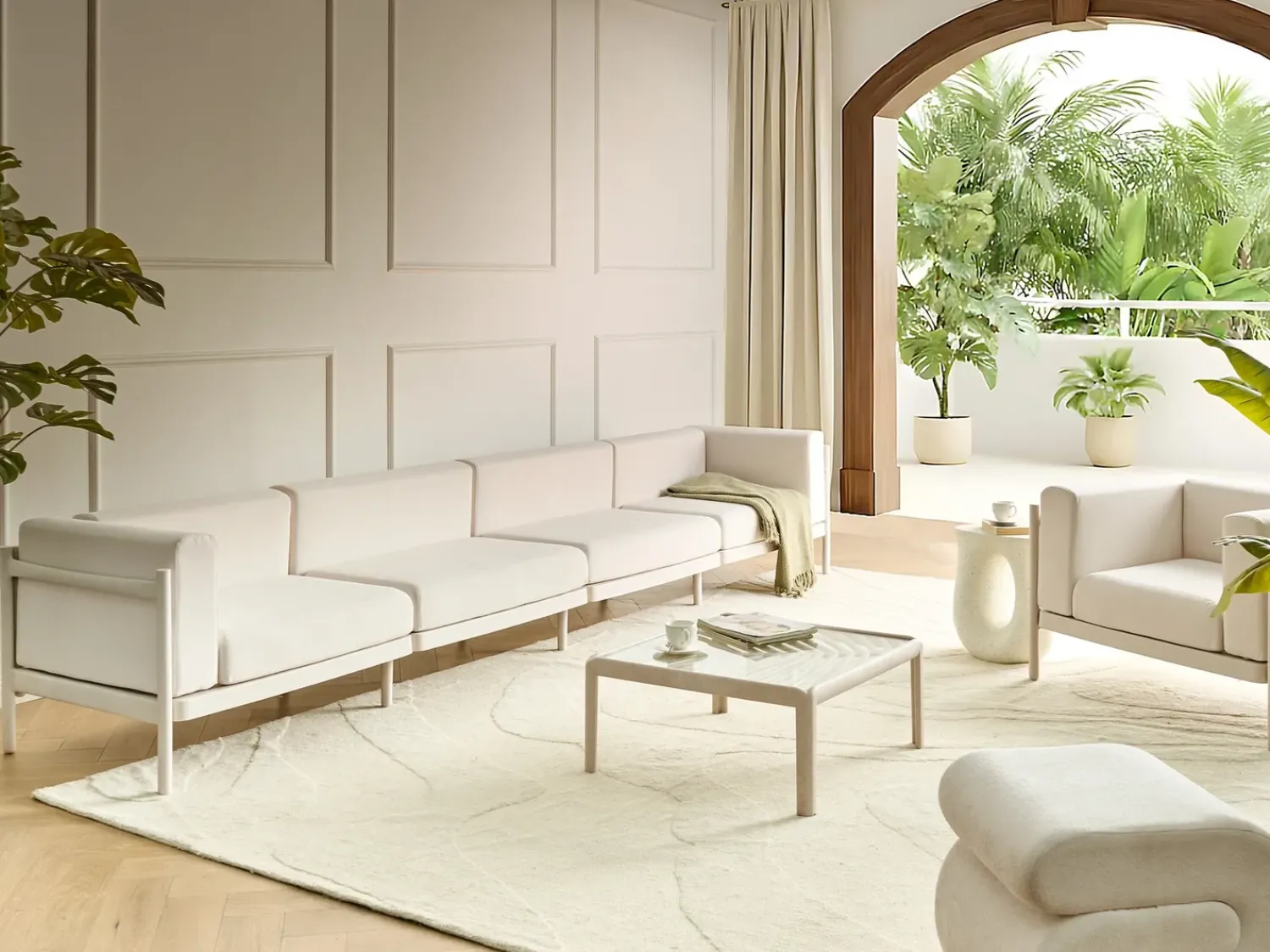 Outlet Beliani Divano da giardino 4 posti FERRETTI chiaro Beige