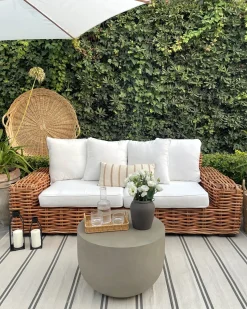 Outlet Beliani Divano da giardino 3 posti FORLI Rattan Naturale Bianco Marrone