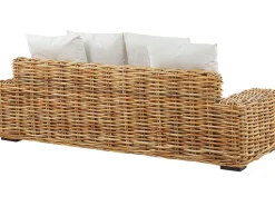 Outlet Beliani Divano da giardino 3 posti FORLI Rattan Naturale Bianco Marrone