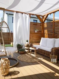 Outlet Beliani Divano da giardino 3 posti FORLI Rattan Naturale Bianco Marrone