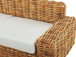 Outlet Beliani Divano da giardino 3 posti FORLI Rattan Naturale Bianco Marrone