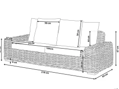 Outlet Beliani Divano da giardino 3 posti FORLI Rattan Naturale Bianco Marrone
