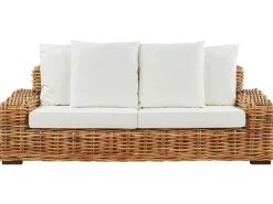 Outlet Beliani Divano da giardino 3 posti FORLI Rattan Naturale Bianco Marrone