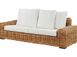 Outlet Beliani Divano da giardino 3 posti FORLI Rattan Naturale Bianco Marrone