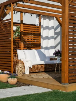 Outlet Beliani Divano da giardino 3 posti FORLI Rattan Naturale Bianco Marrone