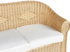 New Beliani Divano da giardino 3 posti LIVADEIA Rattan Naturale Bianco Naturale