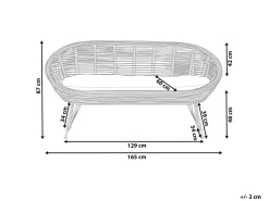 Clearance Beliani Divano da giardino 2 posti MARATEA Rattan Naturale Beige Naturale Nero