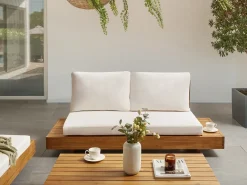 Discount Beliani Divano da giardino 2 posti MARETTIMO Legno di acacia certificato Marrone Bianco Marrone