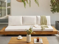 Sale Beliani Divano da giardino 3 posti MARETTIMO Legno di acacia certificato Marrone Bianco Marrone