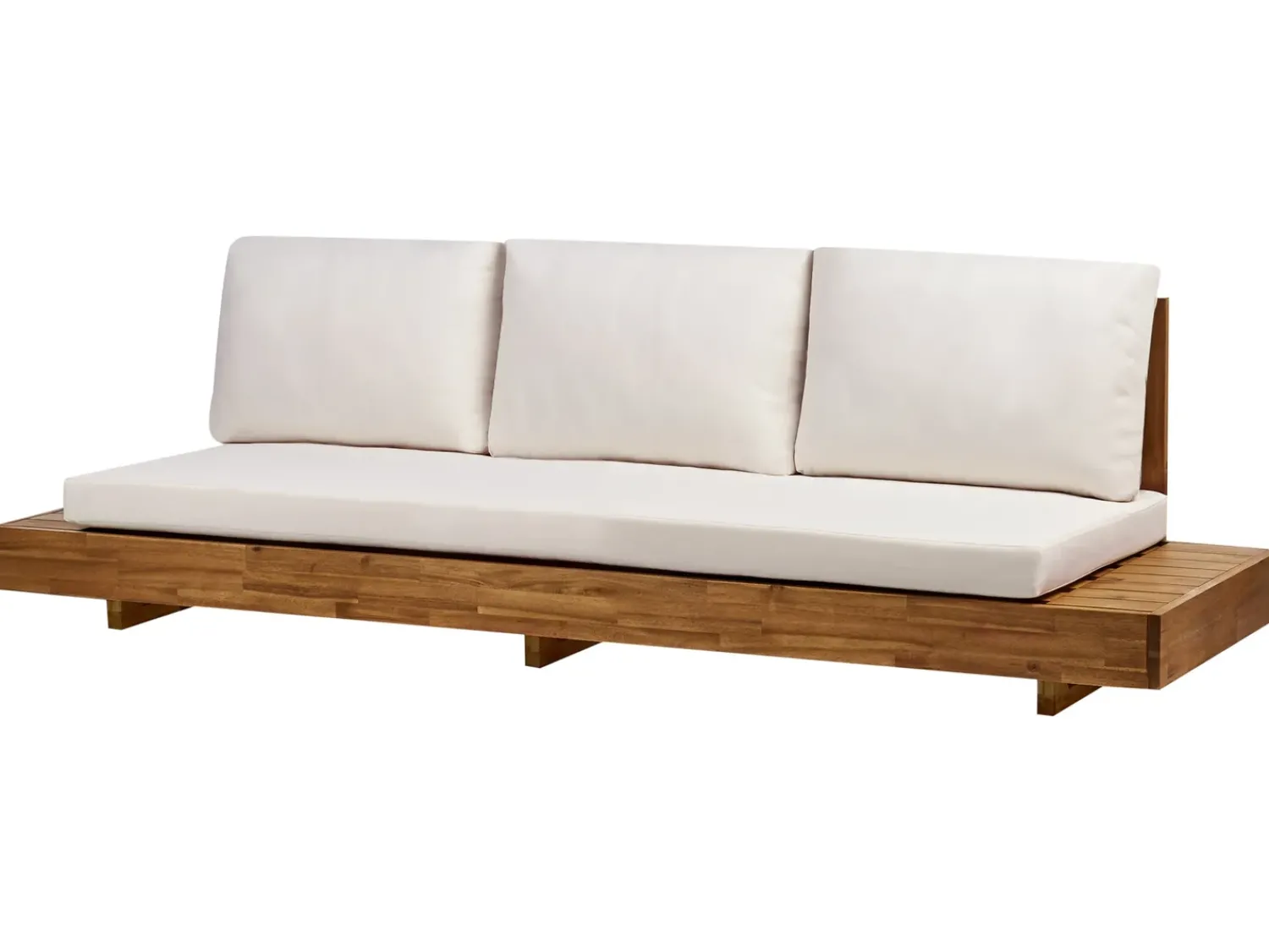 Sale Beliani Divano da giardino 3 posti MARETTIMO Legno di acacia certificato Marrone Bianco Marrone