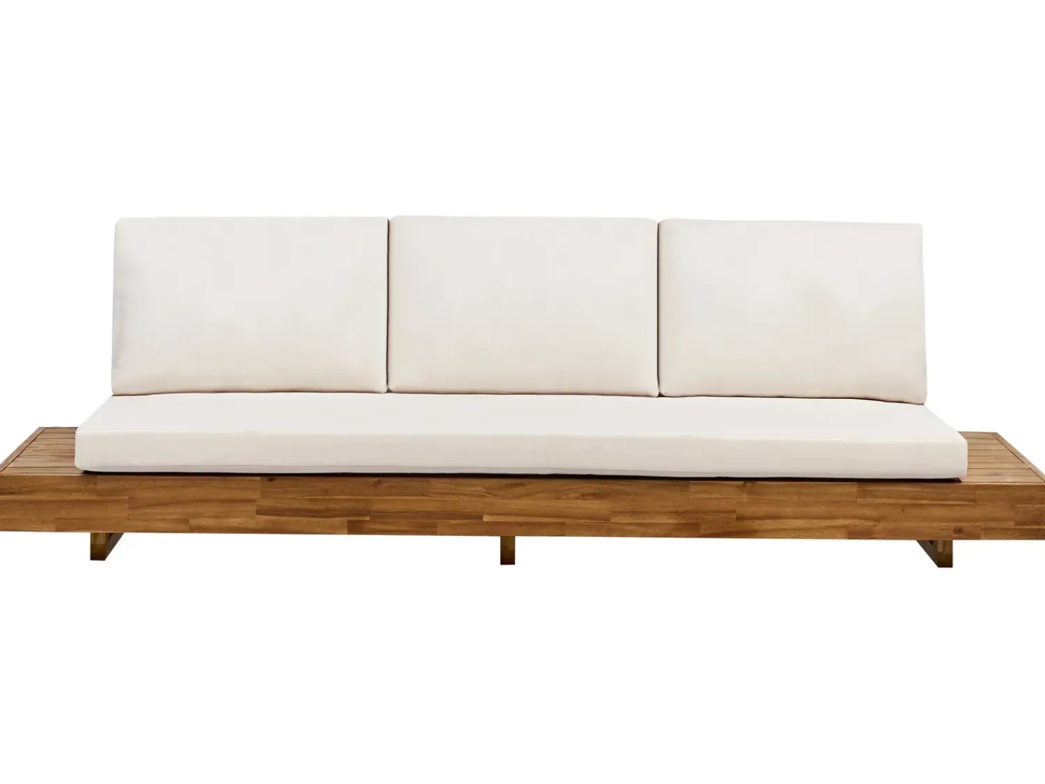 Sale Beliani Divano da giardino 3 posti MARETTIMO Legno di acacia certificato Marrone Bianco Marrone